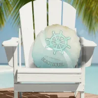 Beach House Nautical Boat Helm Aqua Blue ID623 Round Pillow