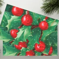 Christmas Greenery And Red Berries Tissue Paper