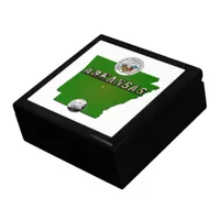 Arkansas Map, Seal and State Faux Quarter Gift Box