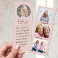 Pink Forever in Our Hearts Multi Photo Funeral Bookmarks