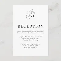 Classic Elegant Script Monogram Wedding Reception Enclosure Card