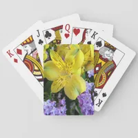 Yellow Daylilies & Purple Lilac Flowers Poker Cards