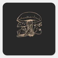 Cottagecore Aesthetic Goblincore Mushroom Snail Square Sticker