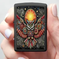 Vivid Owl Art with Cosmic Flair Zippo Lighter