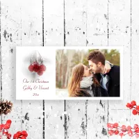 Red Frosty Berries First Christmas Together Holiday Card