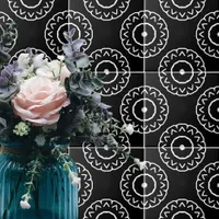 Simple Geometric Patterned Black And White Ceramic Tile