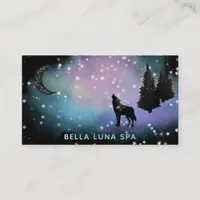 *~* Cosmic Moon - Howling Wolf Rainbow Pine Trees Business Card