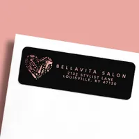 Rose Gold Salon Heart Hair Stylist Return Address Label