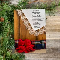Rustic Poinsettia and Plaid Winter Bridal Shower Invitation