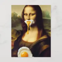 Funny Mona With Egg on Her Mouth Postcard