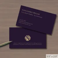 Simple Elegant Dark Purple Gold Logo Business Card