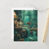 Mermaid in Her Undersea Living Room Postcard