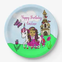 Personalized Princess and Unicorn Birthday Party Paper Plates