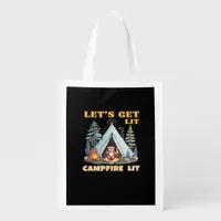 Let's Get Lit. Campfire Lit. Camping Quotes Classi Grocery Bag