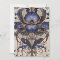 Whimsical Iris Type Flower Illustration Hello Flat Card