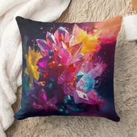 Stunning Explosion of Color Bismuth Crystals Throw Pillow