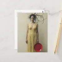 The Spaghetti Dress and Red Plate Surreal Woman Postcard