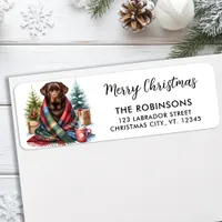Chocolate Labrador Dog Christmas Return Address Label