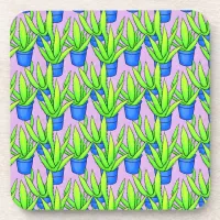 Aloe Vera Plants Pattern Beverage Coaster