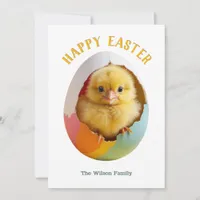 Hatching Chick Colorful Egg Personalized Easter Holiday Card