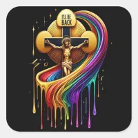 Contemporary Artistic Design of Crucified Figure Square Sticker