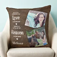 Heaven Memorial Sympathy Personalize Leather Photo Throw Pillow