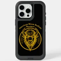 Engraved Bison Buffalo Head in Circular Design iPhone 15 Pro Max Case