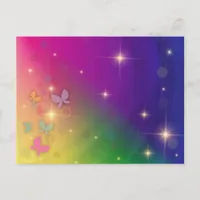 Rainbow Abstract Fairy Lights Butterflies Sparkles Postcard