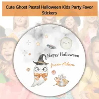 Funny Watercolor Halloween Kids Ghost Party Classic Round Sticker