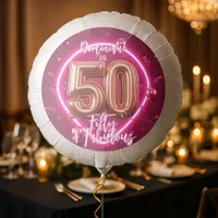Fancy Stylish Neon Glow Rose Gold 50th Birthday Balloon