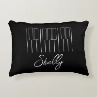 Music Teacher Piano Student Keyboard Black White Accent Pillow