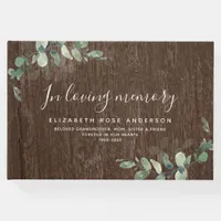 In Loving Memory Rustic Eucalyptus Funeral  Guest Book