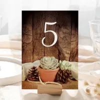 Rustic Succulents Barn Wood Wedding Table Numbers