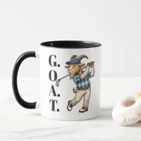 Funny Goat Golfer Swinging Club Mug
