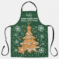 Green Christmas Tree Cookie Baking Crew Snowflakes Apron