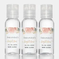 Baptism eucalyptus pink floral girl rose gold hand sanitizer
