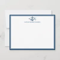 Nautical Anchor Navy Blue Border Note Card