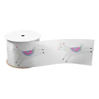 Watercolor Llama Kids Birthday Party Satin Ribbon