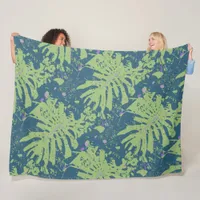 Abstract Tropical Plants Botanical Fleece Blanket