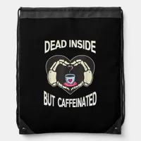But Caffeinated Coffee Skeleton Hands Heart Drawstring Bag