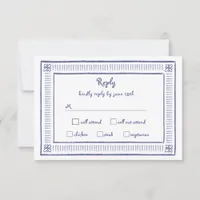 Navy Blue Quirky Playful Hand Drawn Wedding  RSVP Card