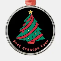 Best Grandpa Ever | Black Christmas Tree Metal Ornament