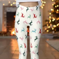 Colorful Reindeer Pattern Christmas  Leggings