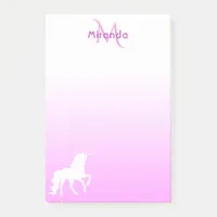 Unicorn Pink white monogram name Post-it Notes