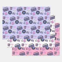 Retro 1980's Era Music Birthday Wrapping Paper Sheets