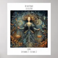 Libra Zodiac Astrology Name & Birthday Poster