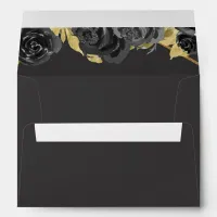 Rustic Vintage Black Gold Tiara Floral  Envelope