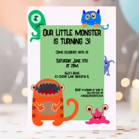 Monster Bash Cute Kid's Birthday Party Invitation