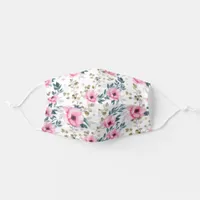 Beautiful Botanical Pink And Green Floral Adult Cloth Face Mask