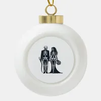 Gothic Skeleton Bride & Groom – Till Death Do Us P Ceramic Ball Christmas Ornament